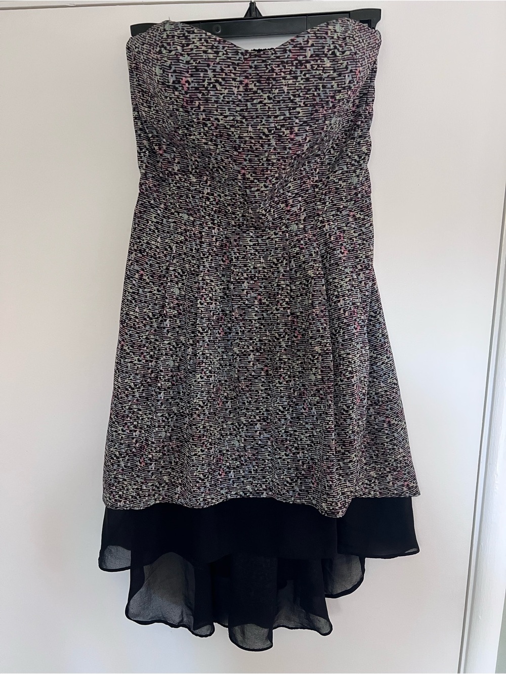 BCBGeneration Black Smocked Waist Top with Subtle Patterned Trim